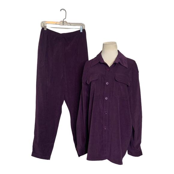 Lisa Joseph purple velour pull up pants and jacket set size Large - Picture 9 of 16